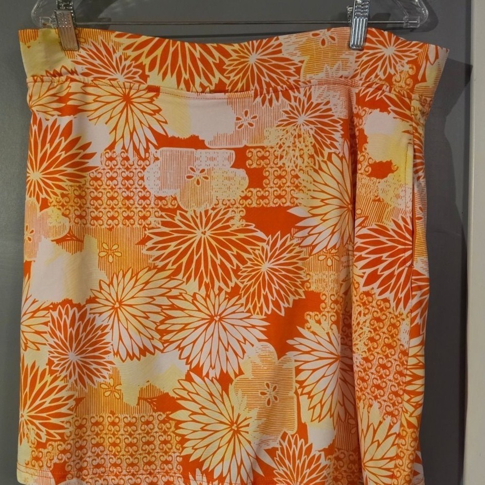 Emerald 18 Orange Floral Athletic Skort XL Tennis Golf Skirt Built-in Shorts